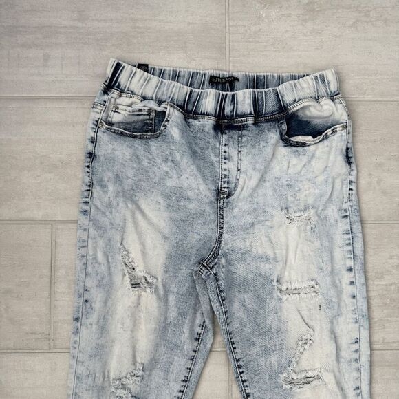 Elite Jeans Skinny Distressed Elastic Waistband Pockets High Rise Acid Wash XL - Picture 8 of 9